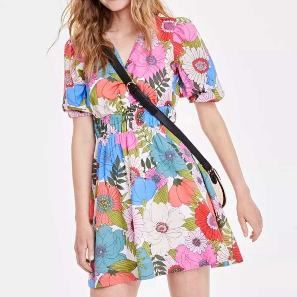 Women's Printed Elbow-Sleeve Mini Dress, Created for Macy's (on 34th) size L